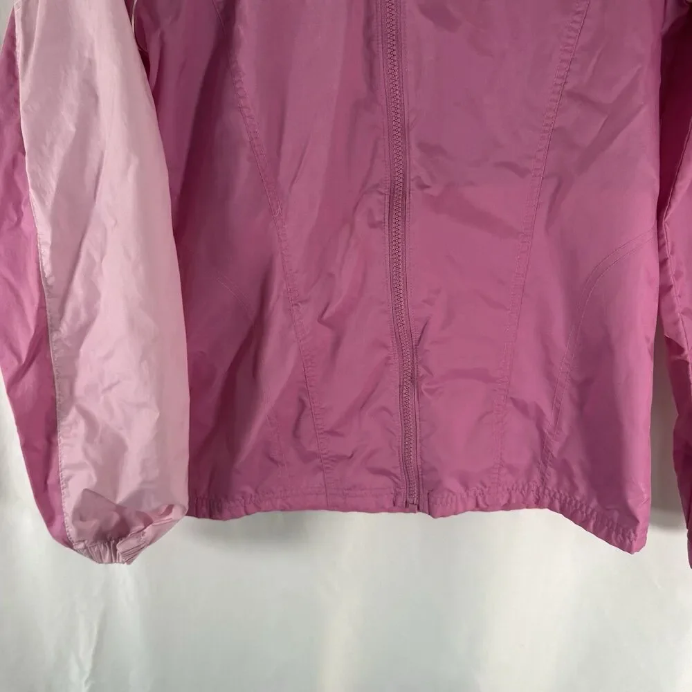 Columbia Windbreaker Jacket Girls 18/20 Pink Full Zip Hooded Pockets Nylon